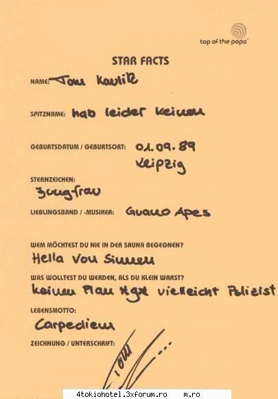 Tom -- Star Facts - ok... ce scris de pustoaica are mie una nu imi - Tom